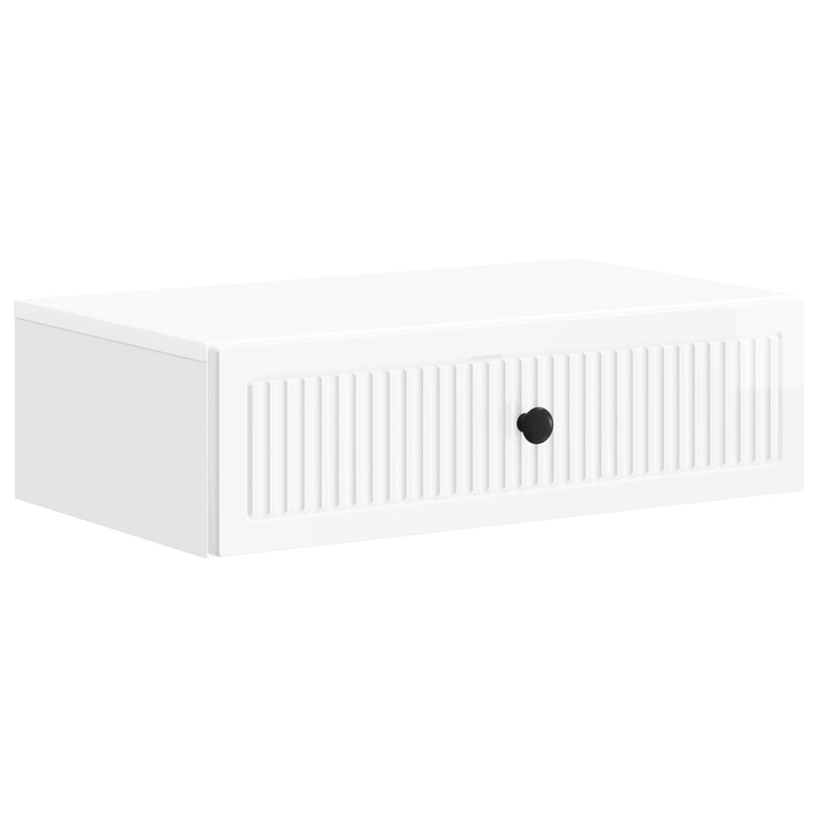 Wandmontage Zijtafel Hoogglans Wit 59 x 34,5 x 17 cm