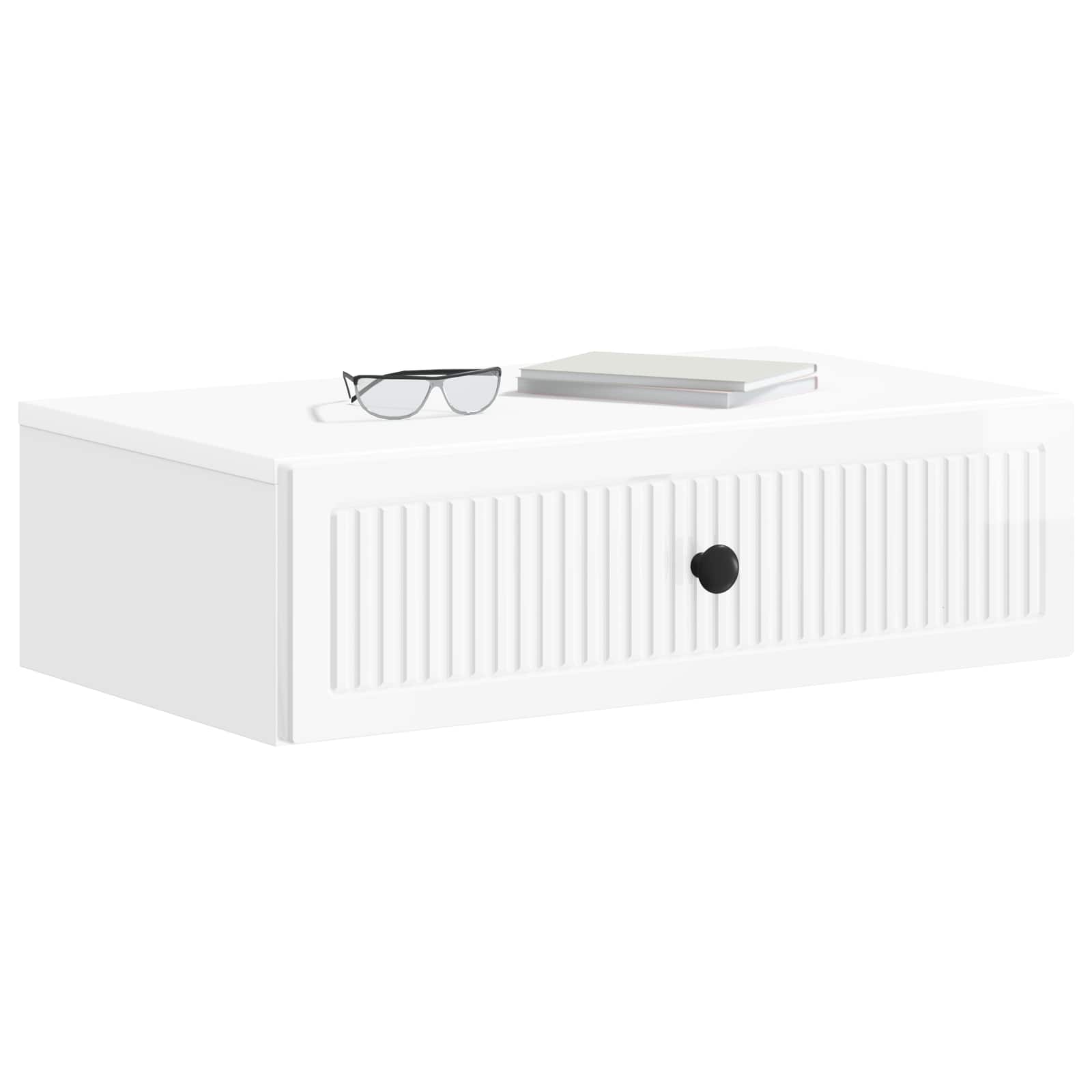 Wandmontage Zijtafel Hoogglans Wit 59 x 34,5 x 17 cm