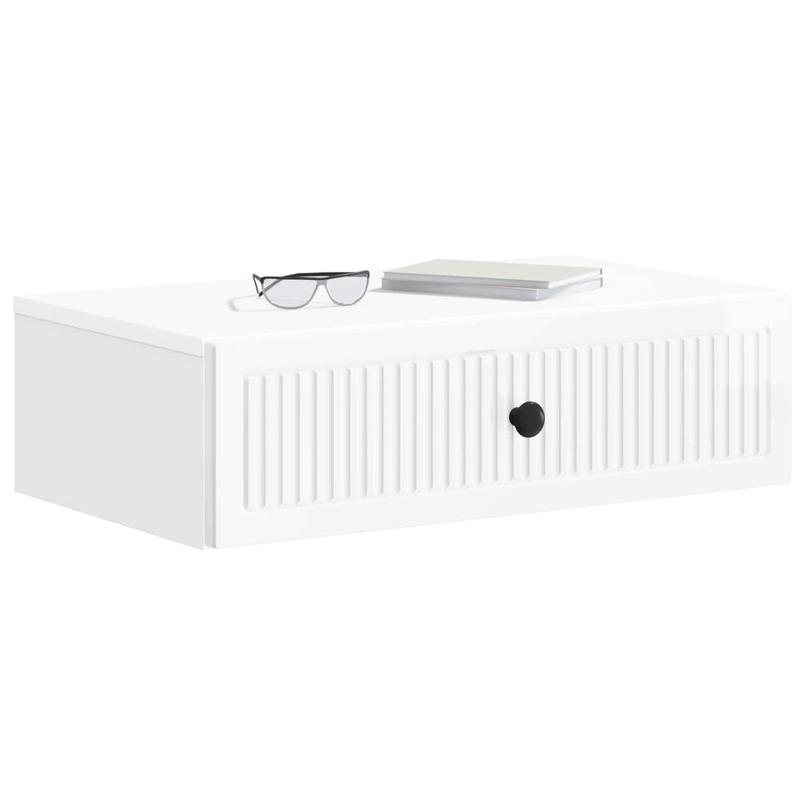 Wandmontage Zijtafel Hoogglans Wit 59 x 34,5 x 17 cm