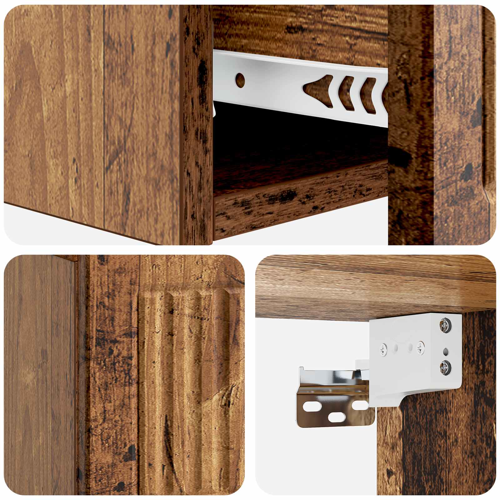 Wandmontage Zijtafel Oud hout 59 x 34,5 x 17 cm Bewerkt hout