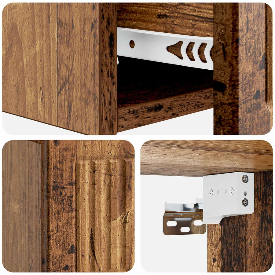 Wandmontage Zijtafel Oud hout 59 x 34,5 x 17 cm Bewerkt hout