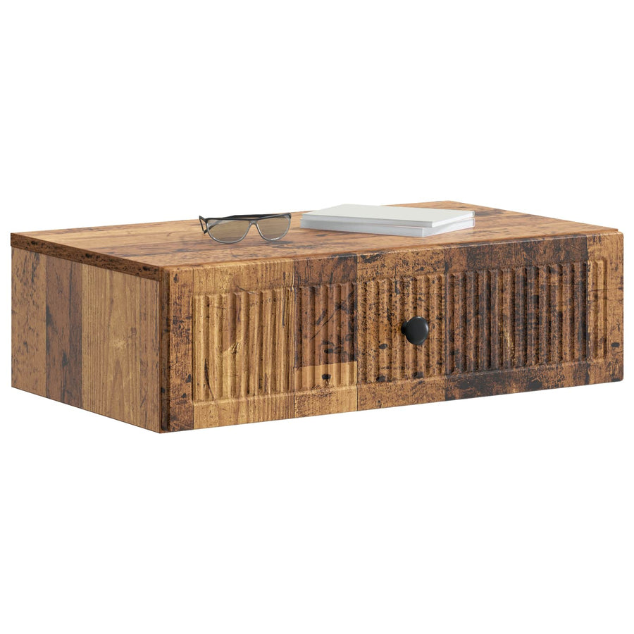 Wandmontage Zijtafel Oud hout 59 x 34,5 x 17 cm Bewerkt hout