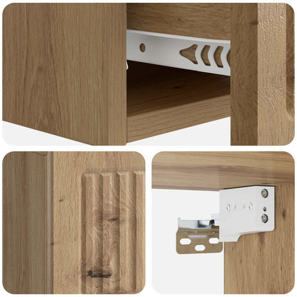 Wandmontage Zijtafel Artisanaal eiken 59 x 34,5 x 17 cm