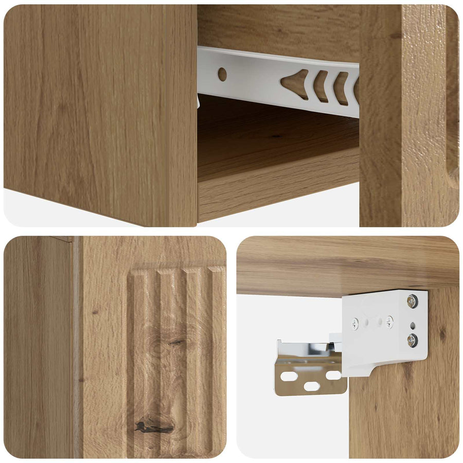 Wandmontage Zijtafel Artisanaal eiken 59 x 34,5 x 17 cm