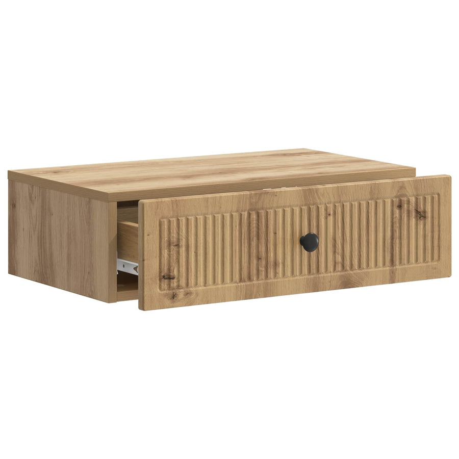 Wandmontage Zijtafel Artisanaal eiken 59 x 34,5 x 17 cm