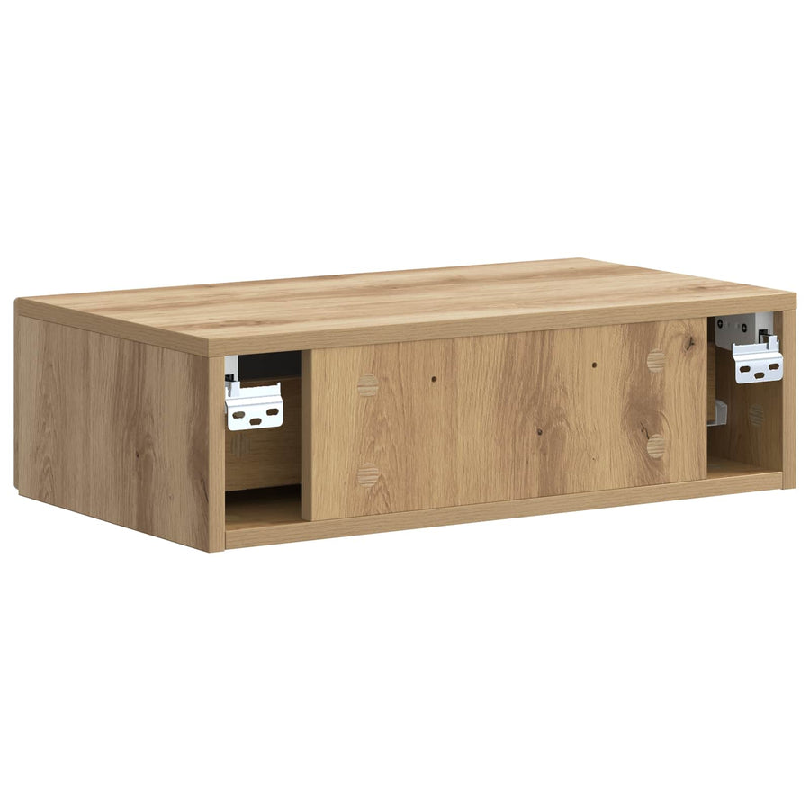 Wandmontage Zijtafel Artisanaal eiken 59 x 34,5 x 17 cm