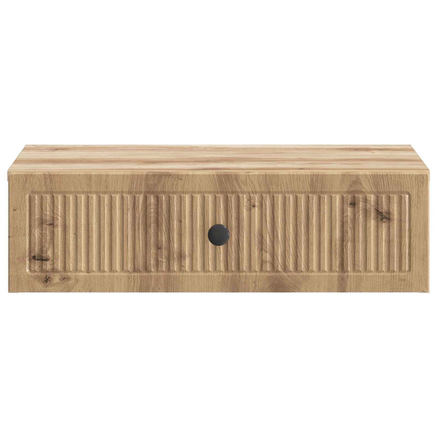 Wandmontage Zijtafel Artisanaal eiken 59 x 34,5 x 17 cm