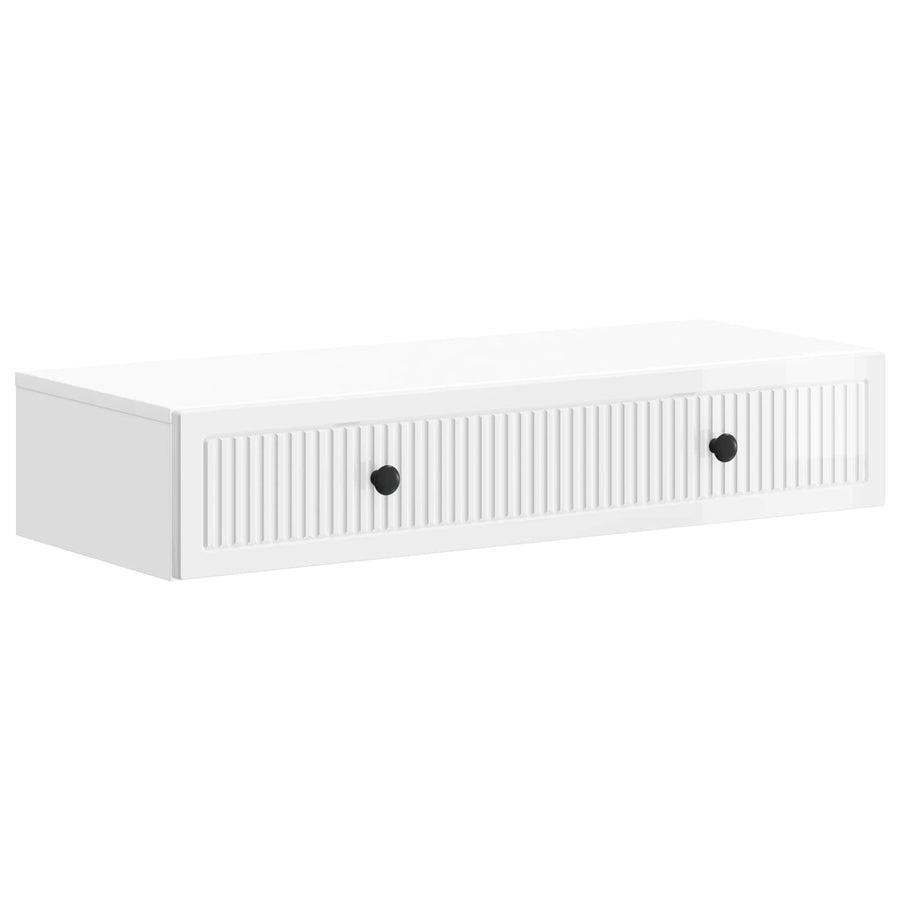 Wandmontage Zijtafel Hoogglans Wit 87,5 x 34,5 x 17 cm
