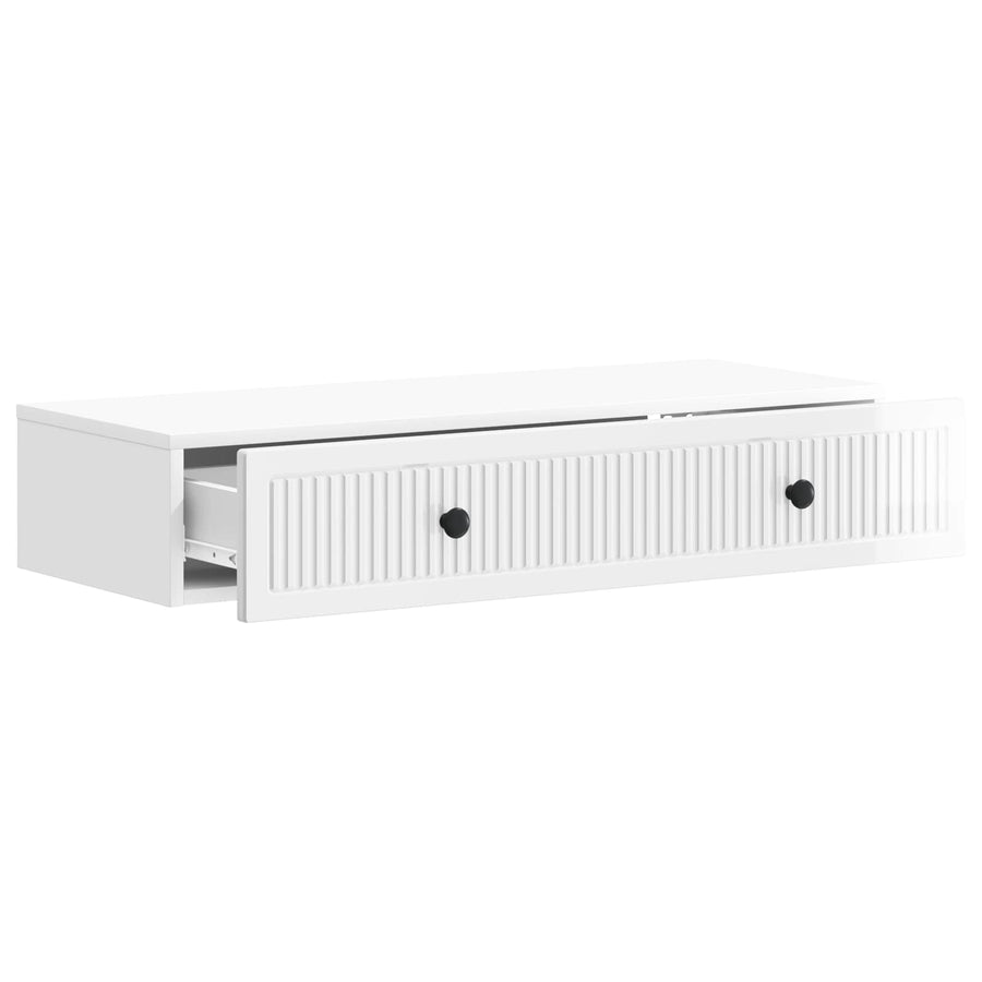 Wandmontage Zijtafel Hoogglans Wit 87,5 x 34,5 x 17 cm