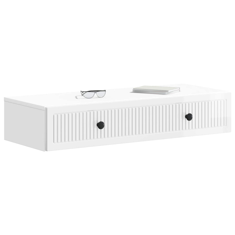 Wandmontage Zijtafel Hoogglans Wit 87,5 x 34,5 x 17 cm