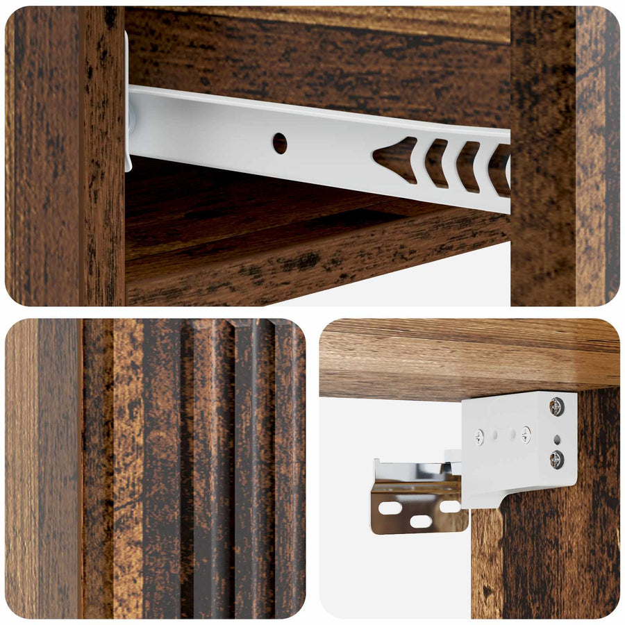 Wandmontage Zijtafel Oud hout 87,5 x 34,5 x 17 cm Bewerkt hout