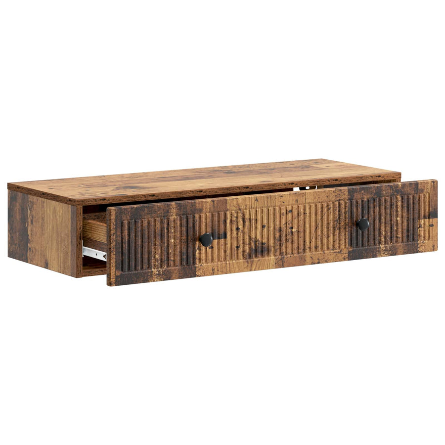 Wandmontage Zijtafel Oud hout 87,5 x 34,5 x 17 cm Bewerkt hout