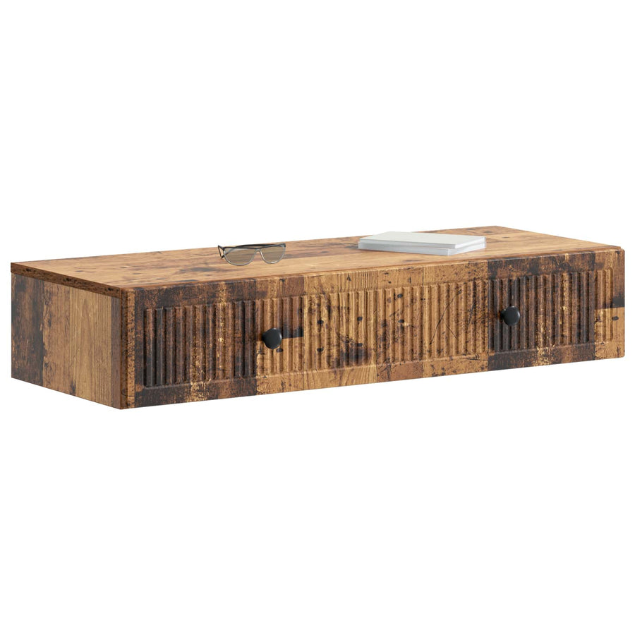 Wandmontage Zijtafel Oud hout 87,5 x 34,5 x 17 cm Bewerkt hout