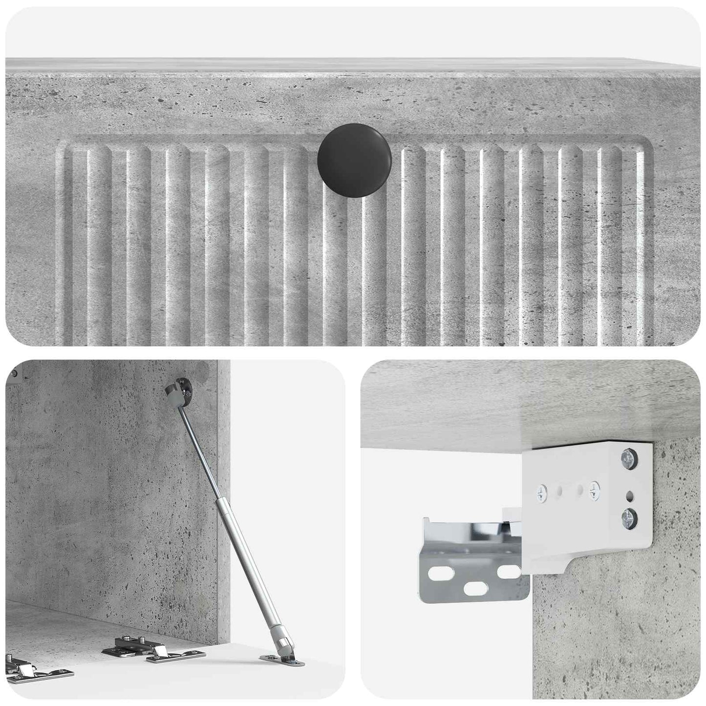 Wandbeugel TV-kast Betongrijs 59,5 x 41 x 30 cm Bewerkt hout