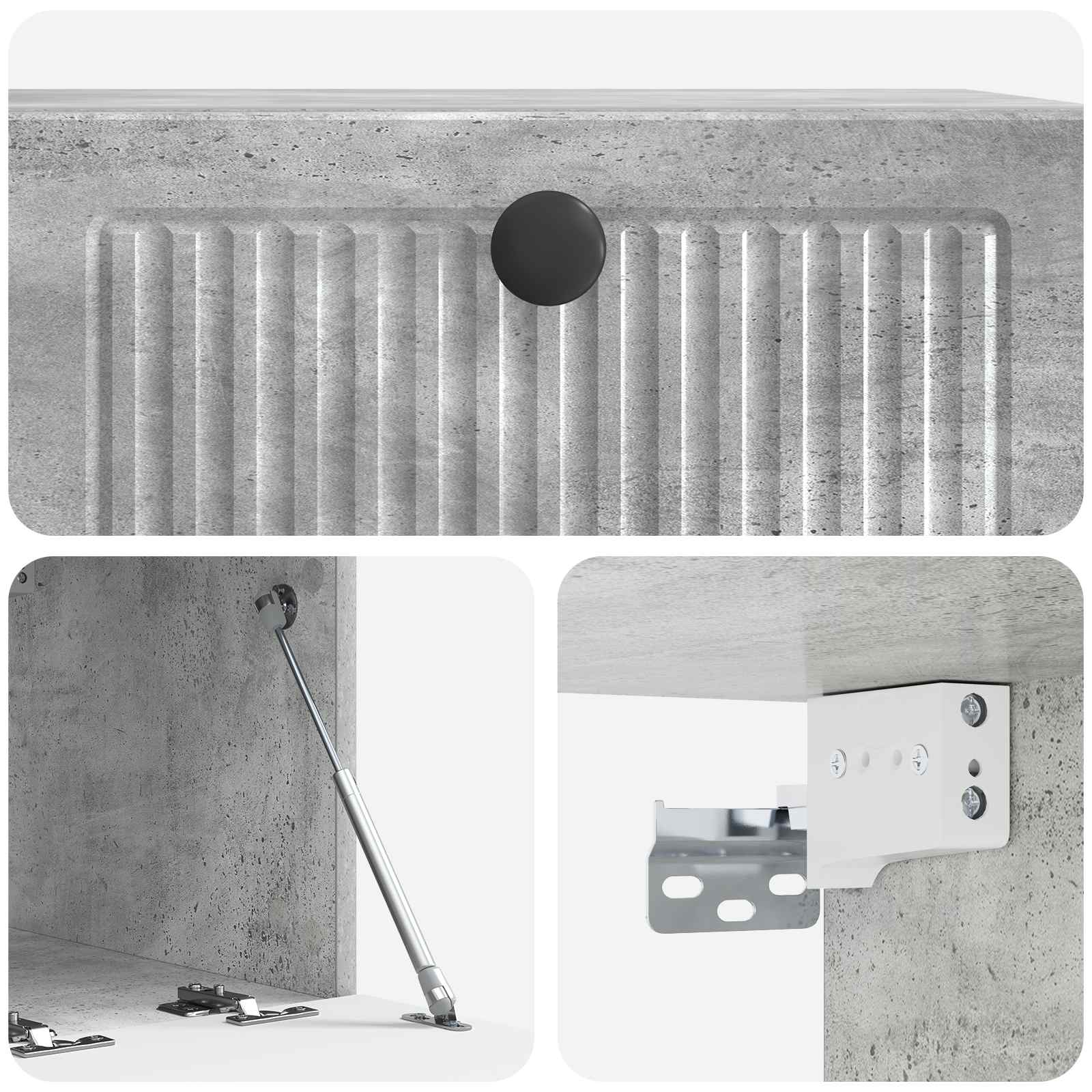 Wandbeugel TV-kast Betongrijs 59,5 x 41 x 30 cm Bewerkt hout