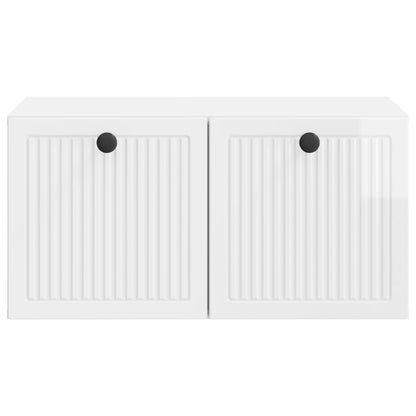 Wandbeugel TV-kast Hoogglans Wit 59,5 x 41 x 30 cm Bewerkt hout