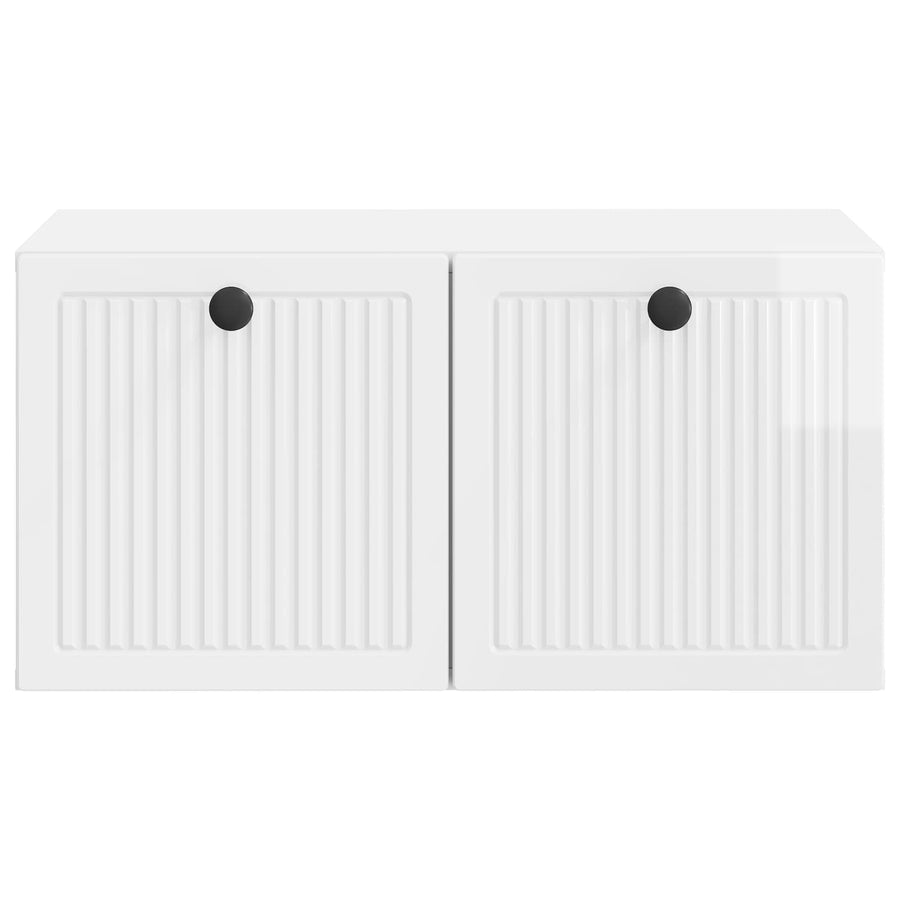 Wandbeugel TV-kast Hoogglans Wit 59,5 x 41 x 30 cm Bewerkt hout