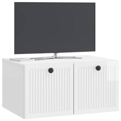 Wandbeugel TV-kast Hoogglans Wit 59,5 x 41 x 30 cm Bewerkt hout