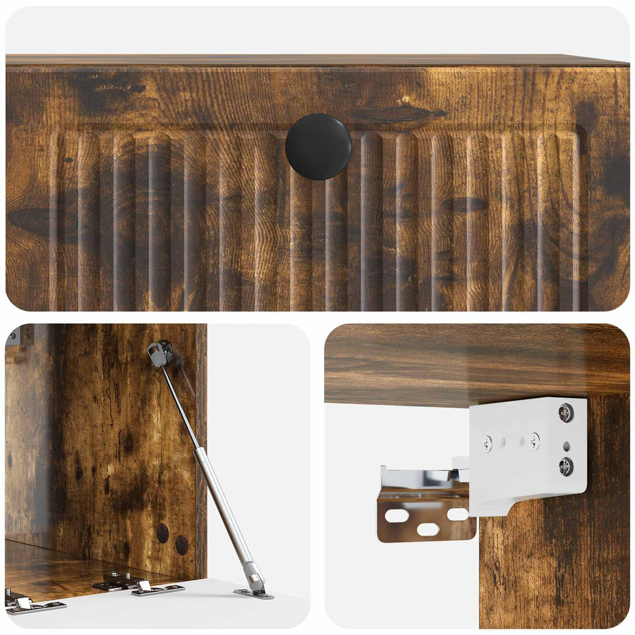 Wandbeugel TV-kast Gerookt eiken 59,5 x 41 x 30 cm Bewerkt hout