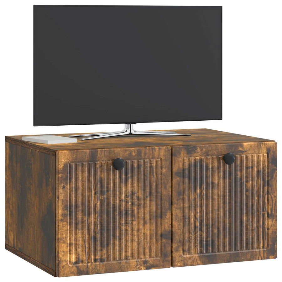 Wandbeugel TV-kast Gerookt eiken 59,5 x 41 x 30 cm Bewerkt hout