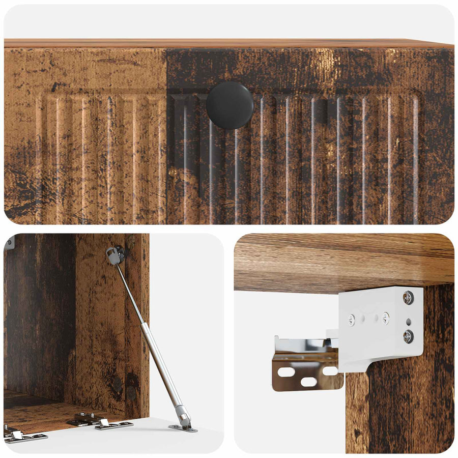 Wandbeugel TV-kast Oud hout 59,5 x 41 x 30 cm Bewerkt hout