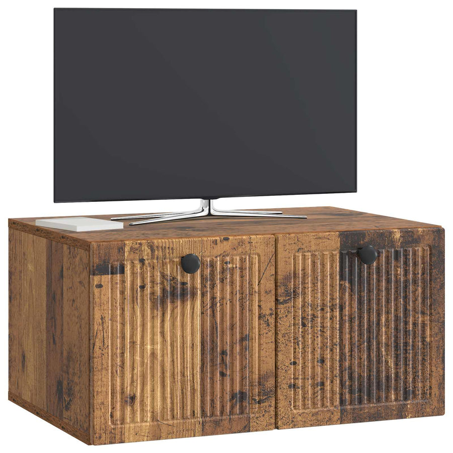 Wandbeugel TV-kast Oud hout 59,5 x 41 x 30 cm Bewerkt hout