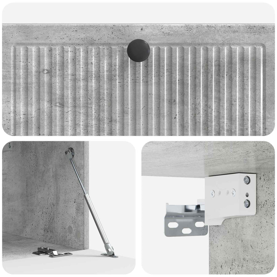 Wandbeugel TV-kast Betongrijs 78,5 x 41 x 30 cm Bewerkt hout