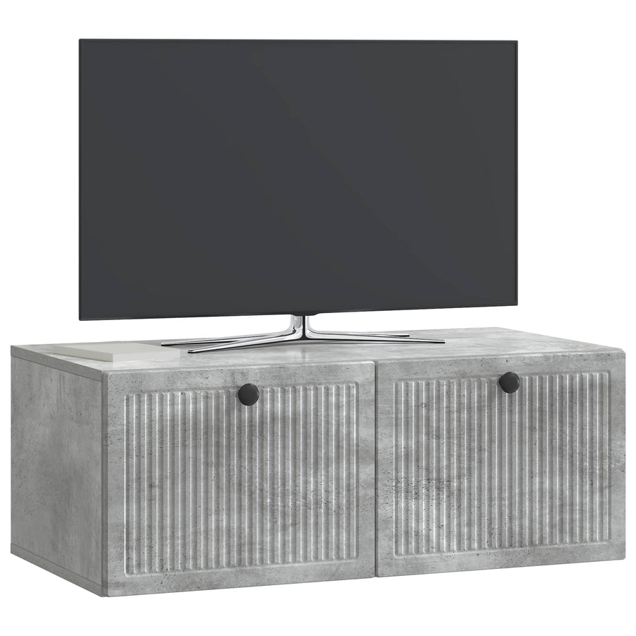 Wandbeugel TV-kast Betongrijs 78,5 x 41 x 30 cm Bewerkt hout
