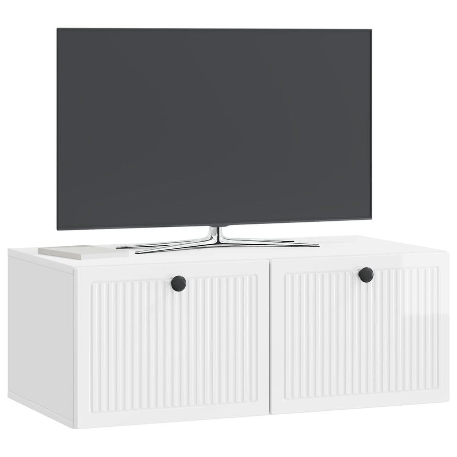 Wandbeugel TV-kast Hoogglans Wit 78,5 x 41 x 30 cm Bewerkt hout