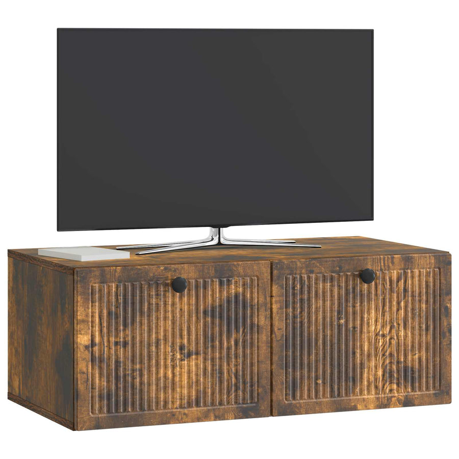Wandbeugel TV-kast Gerookt eiken 78,5 x 41 x 30 cm Bewerkt hout