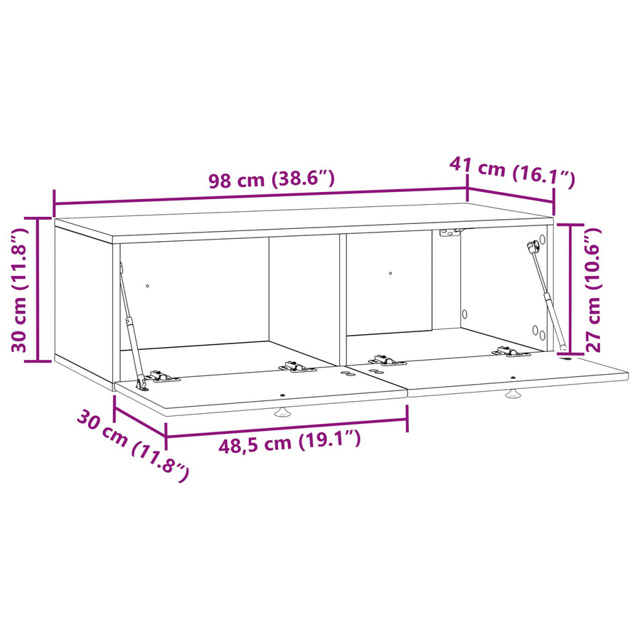 Wandbeugel TV-kast Wit 98 x 41 x 30 cm Bewerkt hout