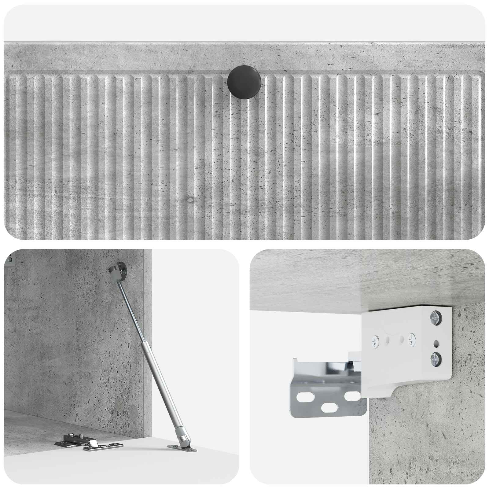 Wandbeugel TV-kast Betongrijs 98 x 41 x 30 cm Bewerkt hout