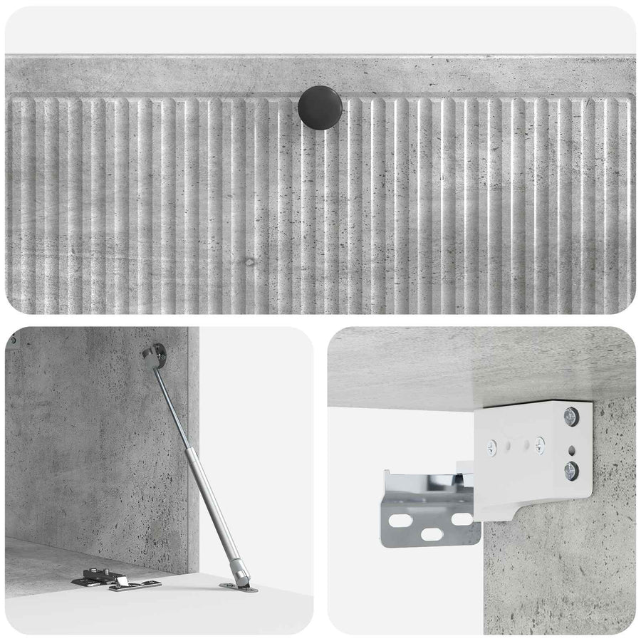 Wandbeugel TV-kast Betongrijs 98 x 41 x 30 cm Bewerkt hout