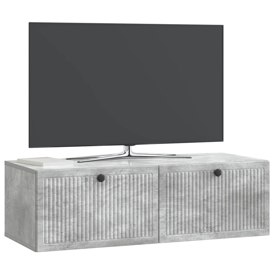 Wandbeugel TV-kast Betongrijs 98 x 41 x 30 cm Bewerkt hout