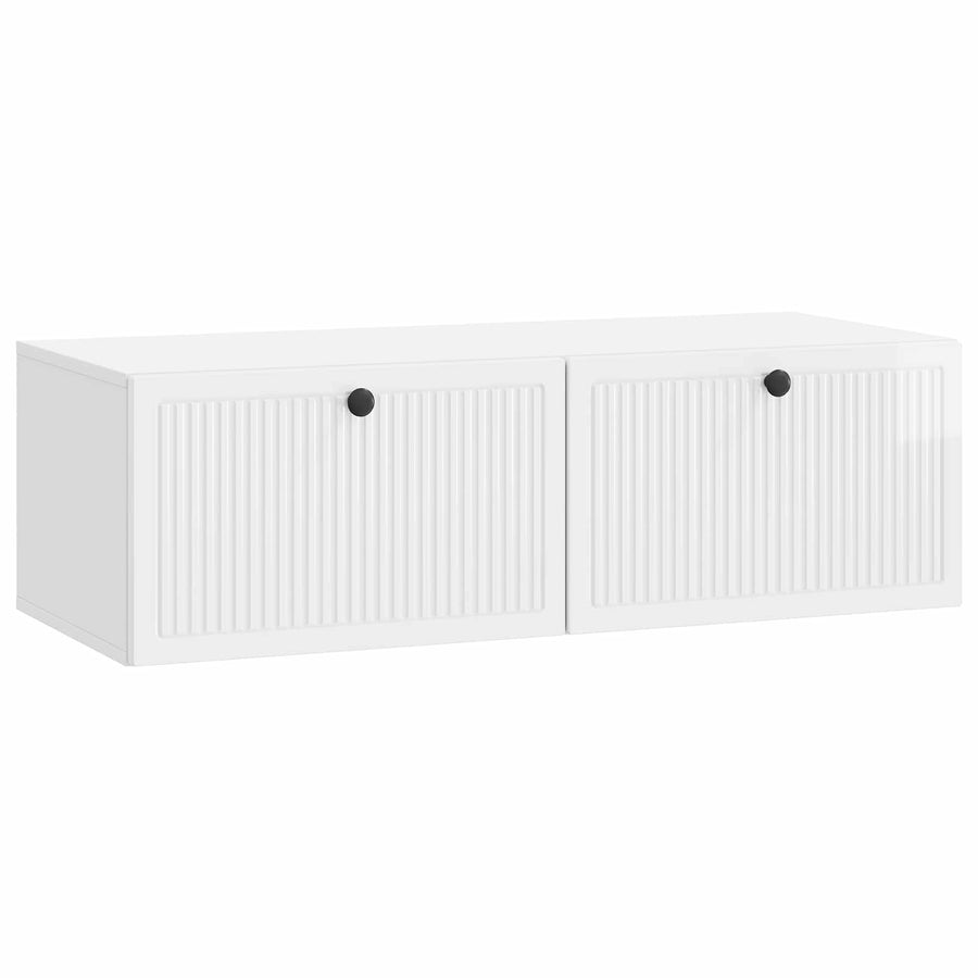 Wandbeugel TV-kast Hoogglans Wit 98 x 41 x 30 cm Bewerkt hout
