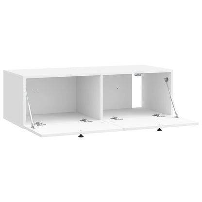 Wandbeugel TV-kast Hoogglans Wit 98 x 41 x 30 cm Bewerkt hout