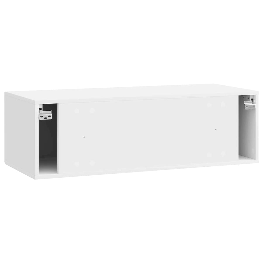Wandbeugel TV-kast Hoogglans Wit 98 x 41 x 30 cm Bewerkt hout