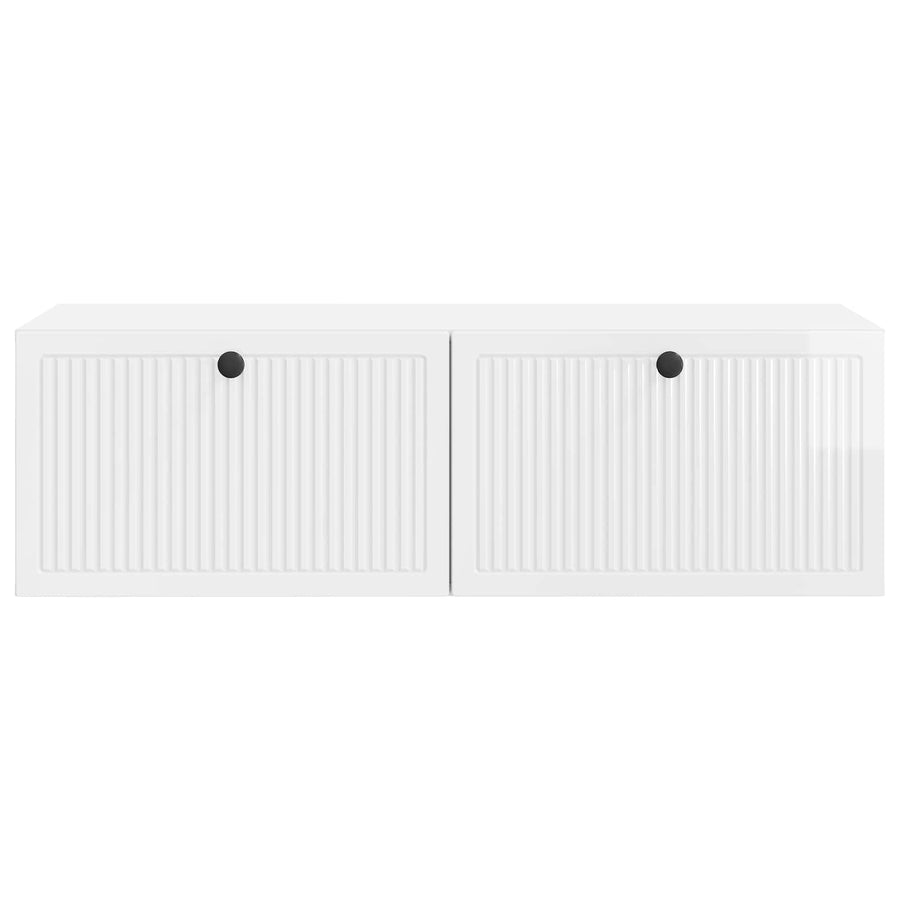 Wandbeugel TV-kast Hoogglans Wit 98 x 41 x 30 cm Bewerkt hout