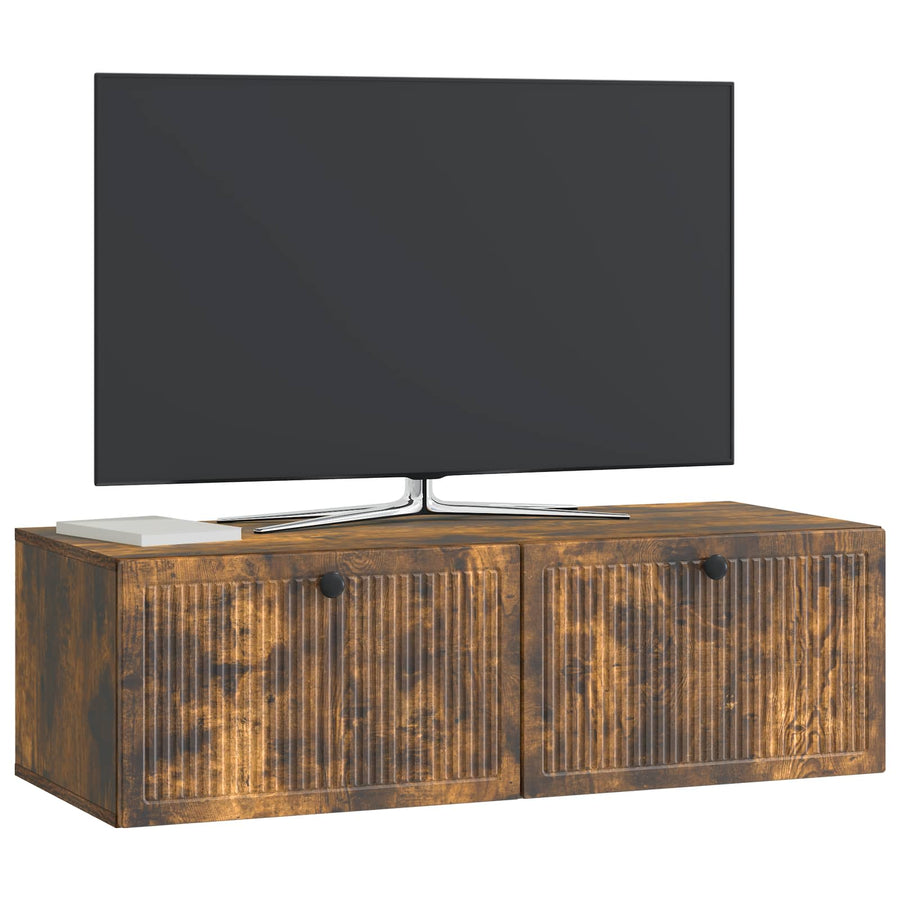 Wandbeugel TV-kast Gerookt eiken 98 x 41 x 30 cm Bewerkt hout