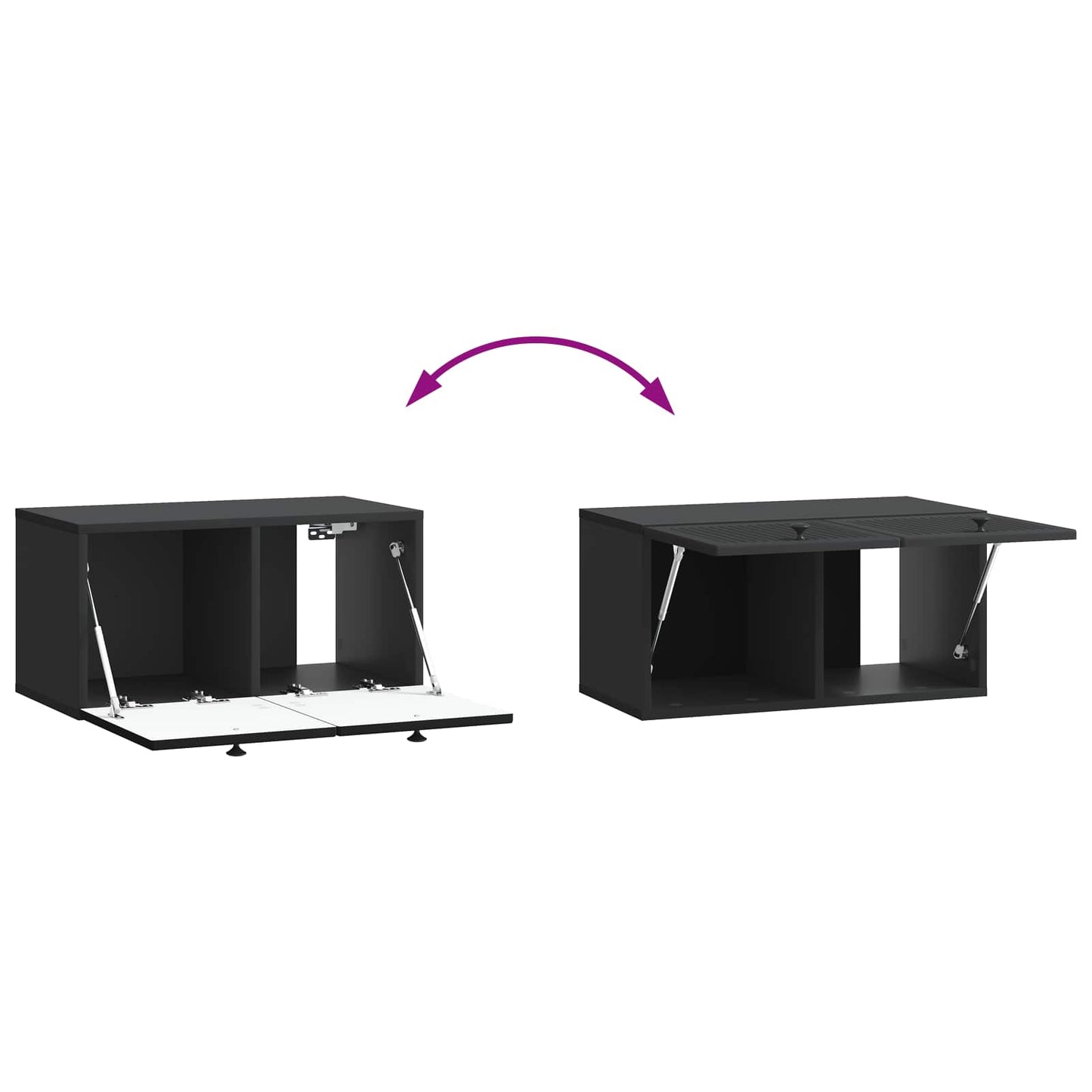 Wandbeugel TV-kast Zwart 59,5 x 31 x 30 cm Bewerkt hout