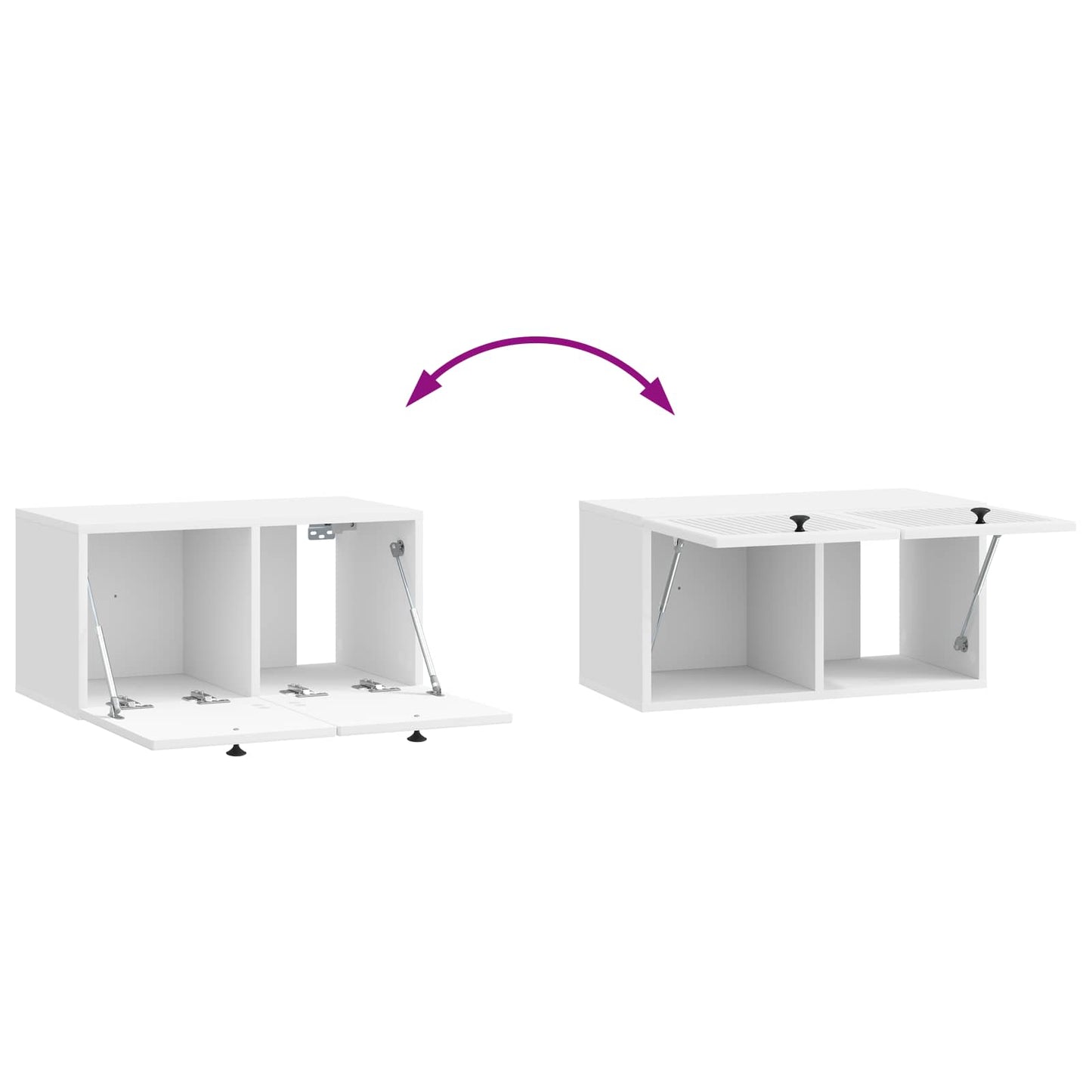 Wandbeugel TV-kast Hoogglans Wit 59,5 x 31 x 30 cm Bewerkt hout