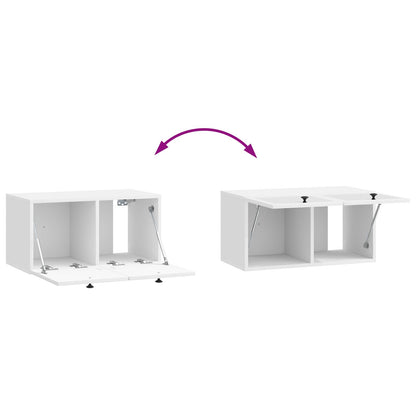 Wandbeugel TV-kast Hoogglans Wit 59,5 x 31 x 30 cm Bewerkt hout