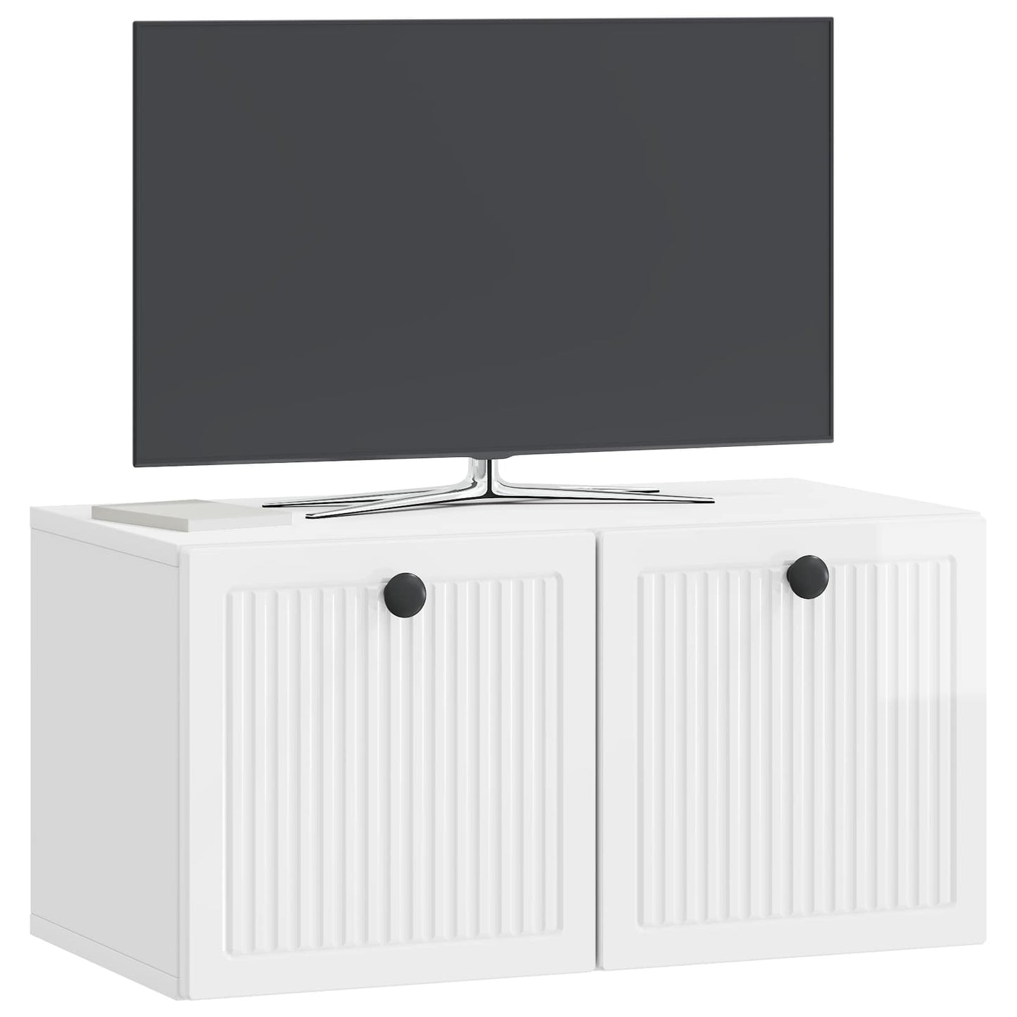 Wandbeugel TV-kast Hoogglans Wit 59,5 x 31 x 30 cm Bewerkt hout