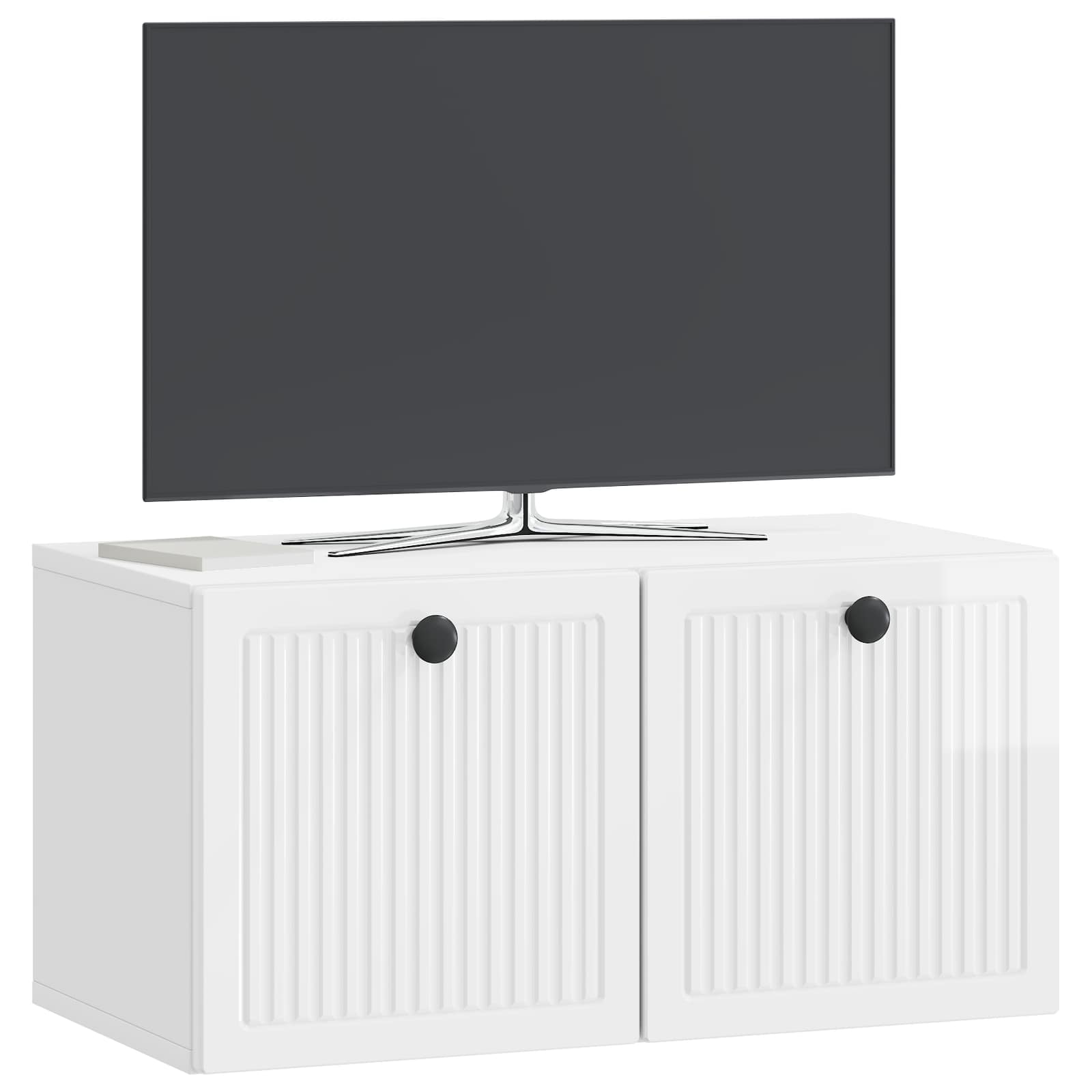 Wandbeugel TV-kast Hoogglans Wit 59,5 x 31 x 30 cm Bewerkt hout