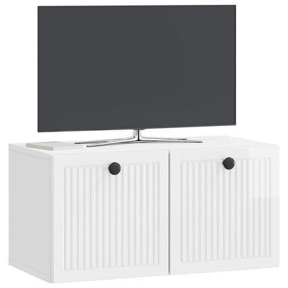 Wandbeugel TV-kast Hoogglans Wit 59,5 x 31 x 30 cm Bewerkt hout