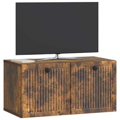 Wandbeugel TV-kast Gerookt eiken 59,5 x 31 x 30 cm Bewerkt hout