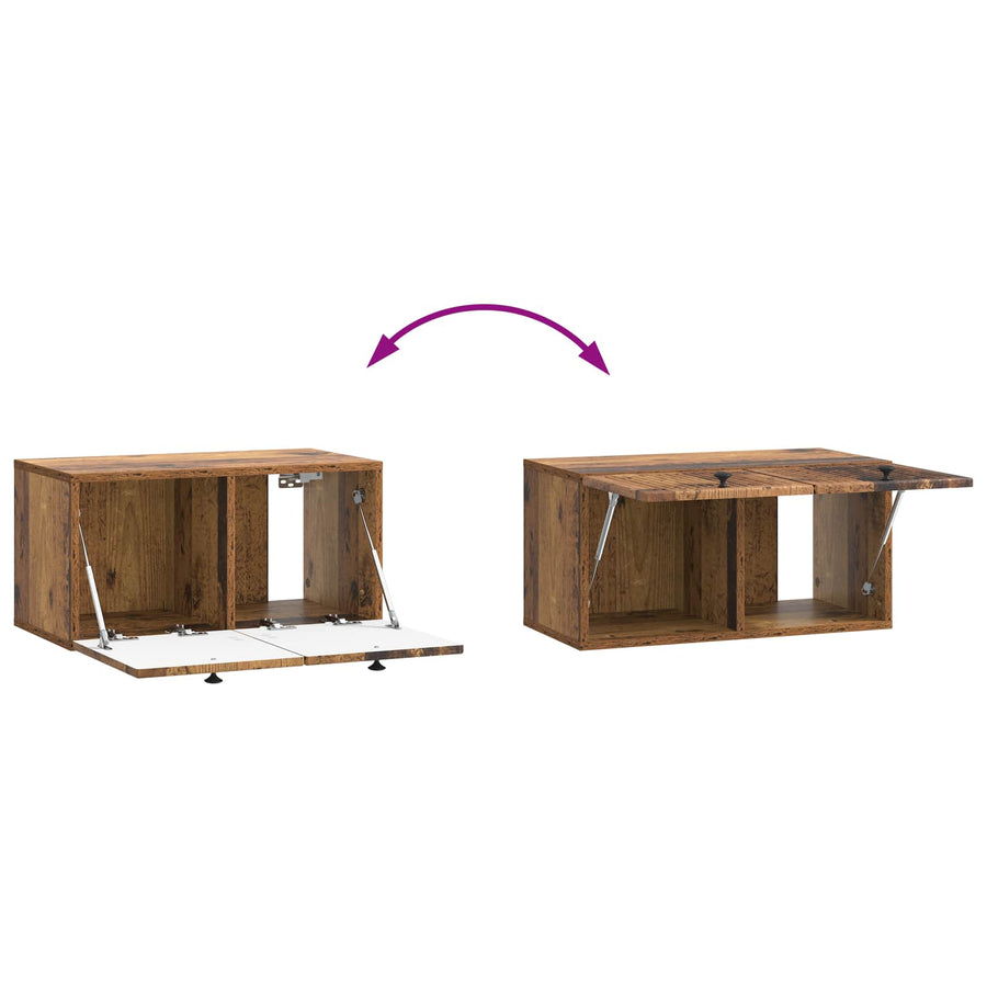 Wandbeugel TV-kast Oud hout 59,5 x 31 x 30 cm Bewerkt hout