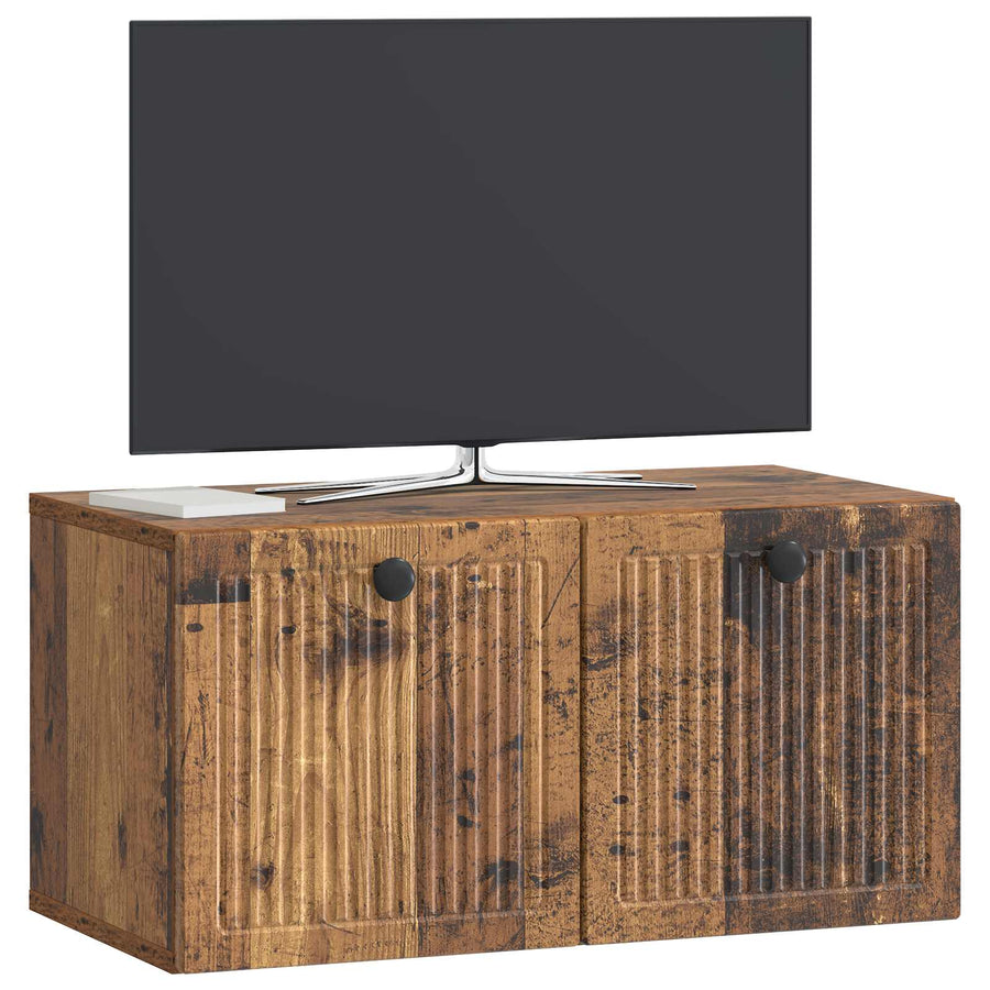 Wandbeugel TV-kast Oud hout 59,5 x 31 x 30 cm Bewerkt hout