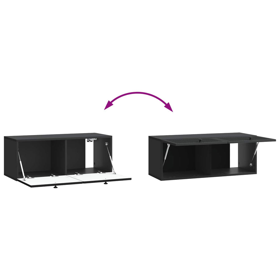 Wandbeugel TV-kast Zwart 78,5 x 31 x 30 cm Bewerkt hout