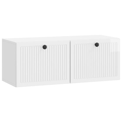 Wandbeugel TV-kast Hoogglans Wit 78,5 x 31 x 30 cm Bewerkt hout